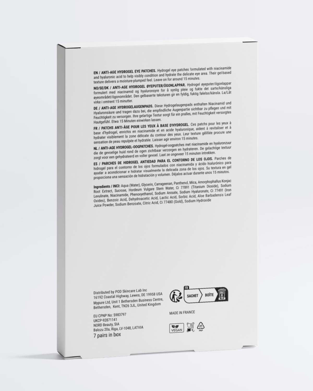 Anti-Ageing Niacinamide & Gold Eye Patches (7 Pairs) - Wrinkle