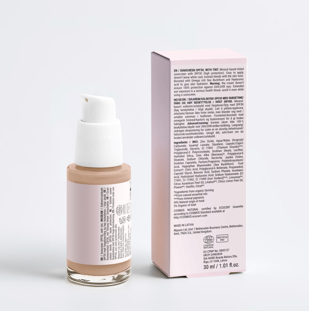 Mineral Tinted Sunscreen SPF 30 (30ml) | Sheer Glow | Wrinkle